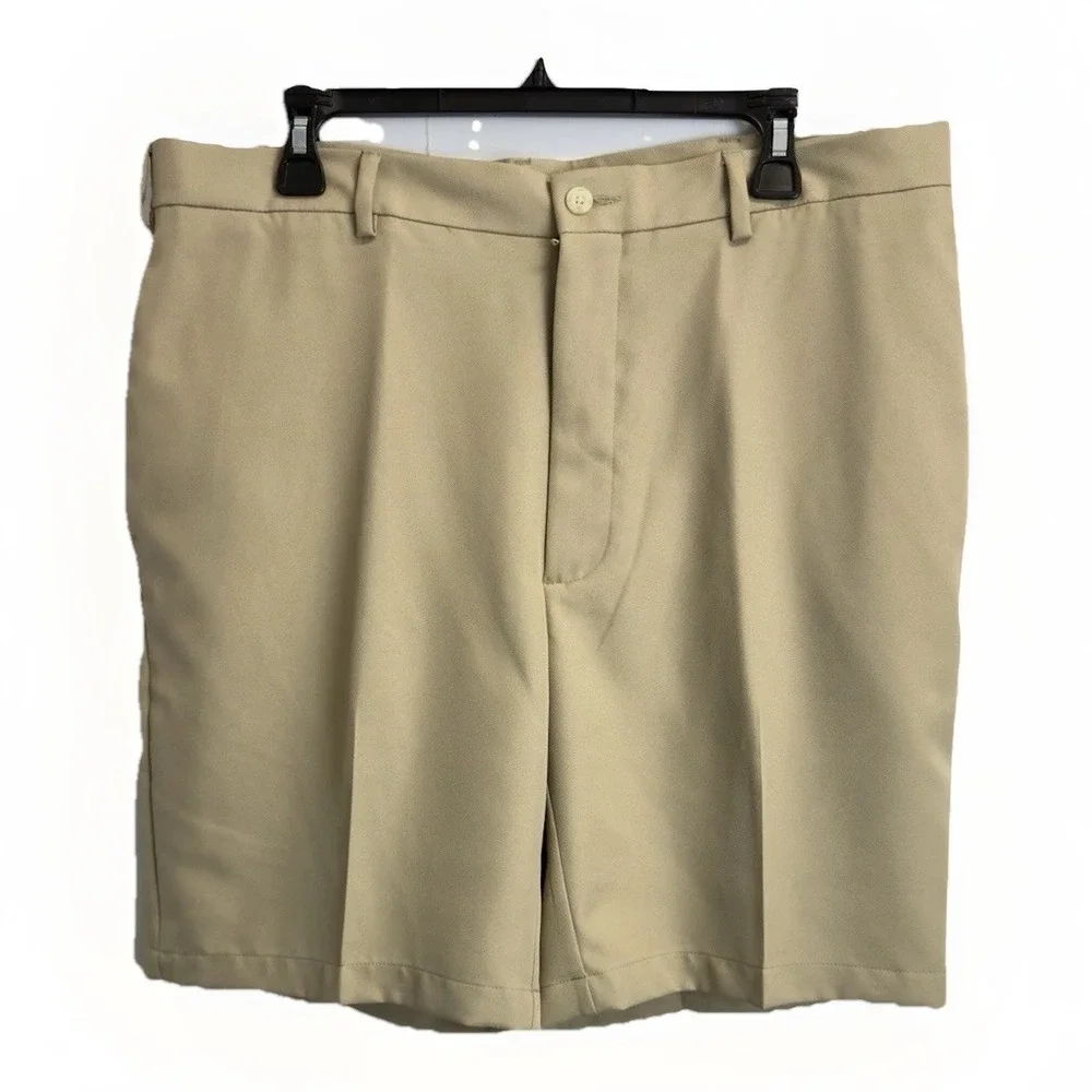 ProTour Golf Shorts Men 36 Beige Performance Activewear Flat Front  9